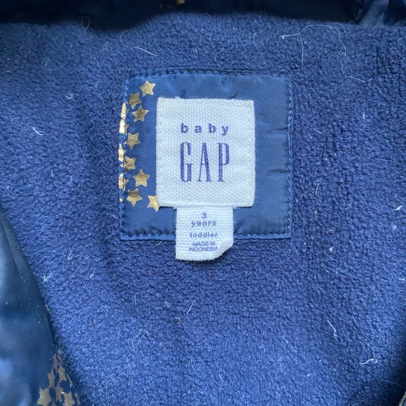 Baby Gap Parka Down fill coat jacket 3T Toddler Blue Gold Stars winter - Picture 6 of 10